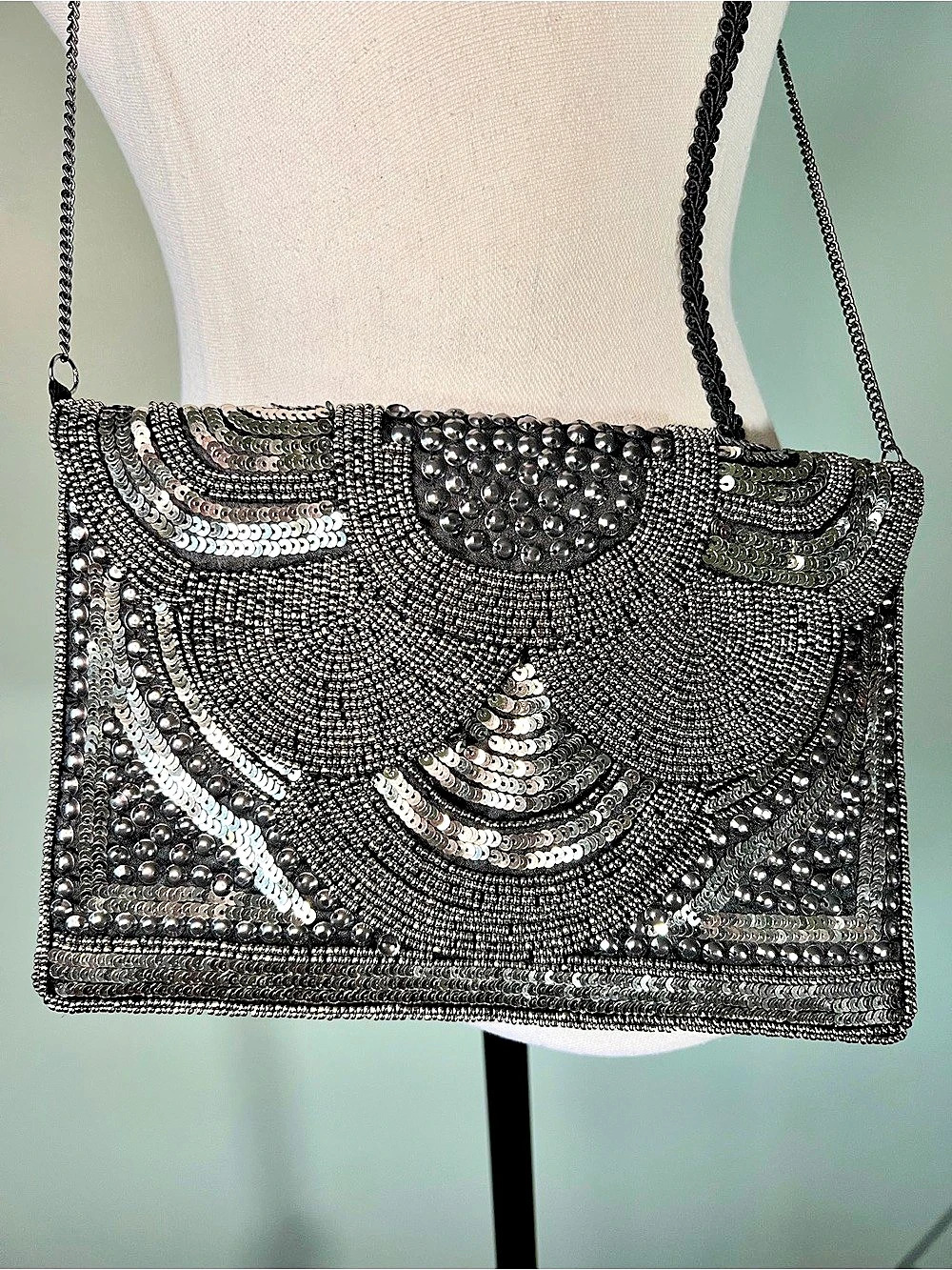 Black & Silver Sequin Crossbody